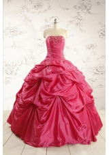 2015 Cheap Appliques Quinceanera Dresses in Hot Pink