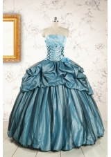 2015 Cheap Strapless Quinceanera Dresses in Teal