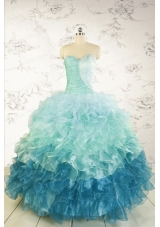 2015 Prefect Multi Color Quinceanera Dresses with Beading and Ruffles
