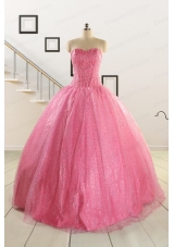 Simple Sweetheart Sequins Quinceanera Dress in Rose Pink For 2015