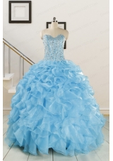 Luxurious Beading Blue Quinceanera Dresses for 2015