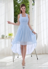 Halter Ruching 2015 Natural Chiffon Prom Dress