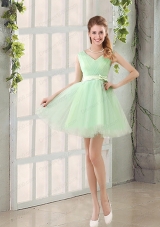 2015 Natural Organza A Line Belt Prom Dress