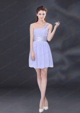 2015 Ruching and Belt Chiffon Prom Dress in Lavender