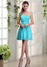 A Line One Shoulder Ruching Prom Dress  with Belt