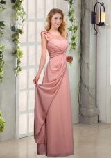 2015 Empire Appliques Ruching Scoop Prom Dresses