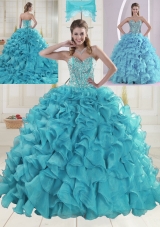 Fashionable Sweetheart 2015 Quinceanera Dresses in Aqua Blue