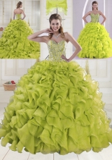 Most Popular Sweetheart Brush Train Beading Quinceanera Dresses