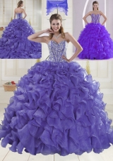 Sweet Sweetheart Brush Train Lavender Quinceanera Dresses in Sweet 16