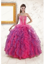 2015 Elegant Multi Color Quinceanera Dresses with Appliques and Ruffles