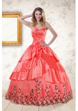 2015 Exquisite Quinceanera Gowns with Ruching and Appliques