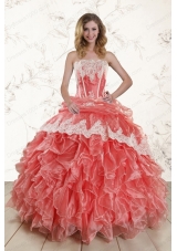 2015 Popular Watermelon Quinceanera Dresses with Strapless