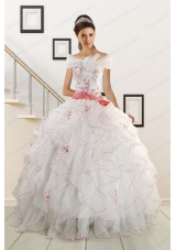 Appliques and Belt 2015 Brand New Quinceanera Dresses