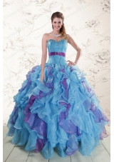 2015 New Style Multi Color Quinceanera Dresses with Beading and Ruffles