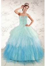 Elegant Multi Color 2015 Quinceanera Dresses with Beading and Ruffles