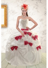 Elegant White Quinceanera Dresses with Beading and Bowknots For 2015