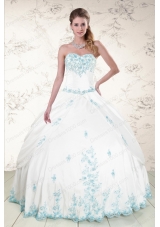 Fashionable Appliques 2015 Quinceanera Dresses in White