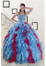 Fashionable Beading Quinceanera Dresses in Multi Color For 2015