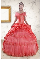 In Stock Appliques Quinceanera Dresses in Watermelon