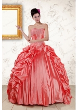 In Stock Beautiful Sweetheart Beading Quinceanera Dresses in Watermelon