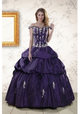 In Stock Latest Off The Shoulder Appliques Quinceanera Dresses in Purple