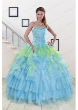 Pretty Strapless 2015 Quinceanera Dresses with Beading
