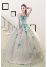 2015 Fashionable Appliques Quinceanera Dresses in White