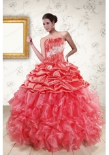 Cheap Sweetheart Beading Quinceanera Dresses in Watermelon