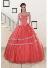 Fashionable Beaded Watermelon Quinceanera Dresses for 2015
