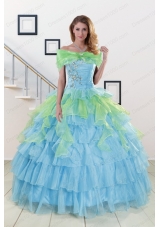 Fashionable Beading Strapless Multi-color Quinceanera Dress for 2015