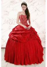 Most Popular Red Affordable Sweetheart Beading Quinceanera gowns