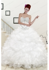 most popular Sweetheart Sweep Train Beading and Ruffles quinceanera gowns