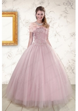 2015 Light Pink Strapless New Style Sweet 16 Dresses with Appliques