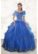 2015 New Style Appliques Quinceanera Dresses in Royal Blue