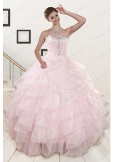 2015 New Style Baby Pink Quinceanera Dresses with Beading and Ruffles