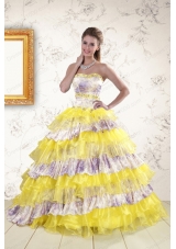 2015  New Style Printed and Ruffles Multi Color Quinceanera Dresses
