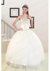 2015 New Style Sweetheart White Elegant Quinceanera Dresses with Beading