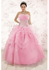 New Style Appliques Baby Pink Dresses for Quinceanera