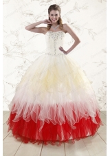 New Style Sweetheart Ruffled Beading Quinceanera Dresses in Multi Color