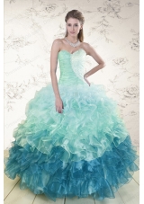 most popular Multi Color Quinceanera Gowns with Beading and Ruffles