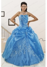 fashionable Baby Blue 2015 Quinceanera Dresses with Embroidery