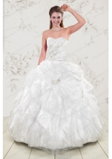 fashionable Beading and Ruffles 2015 Quinceanera Dresses in White