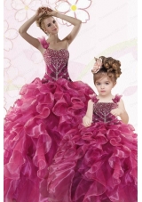 Modest Beading and Ruffles Fuchsia Princesita Dress for 2015
