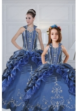 Classical Sweetheart Navy Blue Princesita Dresses with Embroidery