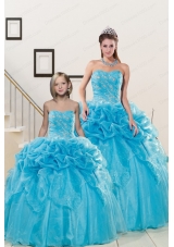 Fashionable Sweetheart Beading Princesita Dress in Aqua Blue