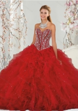 Most Popular and Detachable Beading and Ruffles Red Dresses for Quinceanera