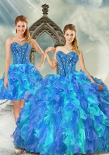 Detachable and Elegant Beading and Ruffles Multi Color Quinceanera Dresses for 2015