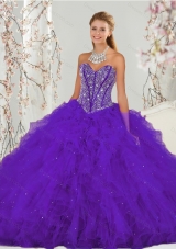 Detachable and New Style Purple Sweet 16 Dresses with Beading and Ruffles