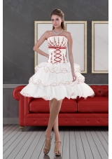 2015 Discount Strapless Prom Dresses with Embroidery and Ruffle layers