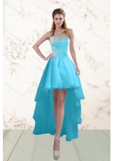 Discount Baby Blue Prom Gown with Beading and Ruffles